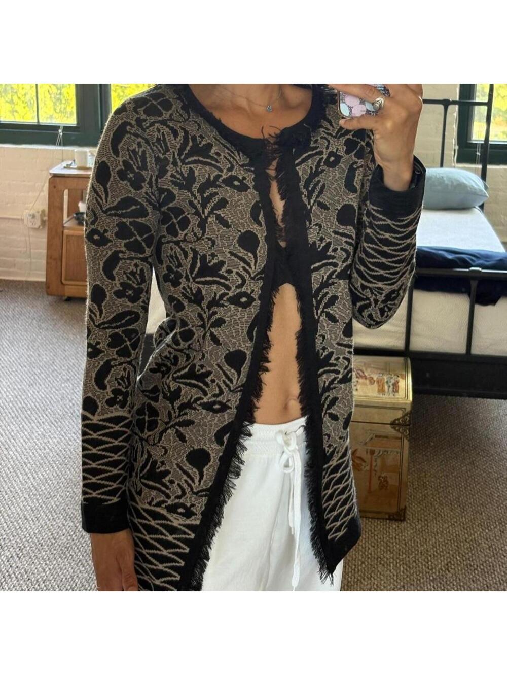 Gottardi Collection Made in Italy Floral Jacquard Cardigan